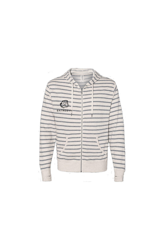 ENTRESVN Oatmeal Heather Stripe Zip Hoodie for Men