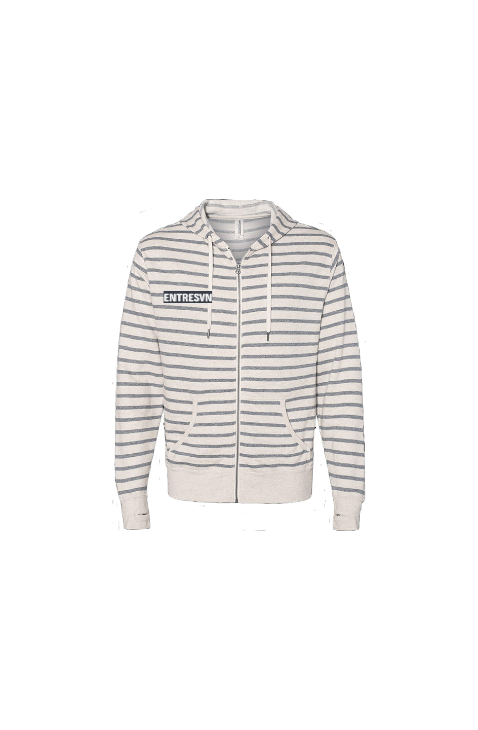 ENTRESVN Oatmeal Heather Stripe Zip Hoodie for Men