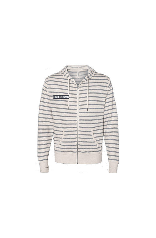 ENTRESVN Oatmeal Heather Stripe Zip Hoodie for Men